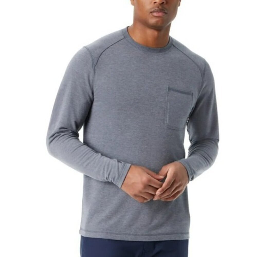 Bass Outdoor Mens Ombre Blue Long Sleeve Utili-Tee With Pocket XXL NWT 6044